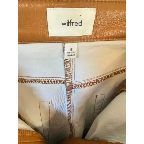 ARITZIA WILFRED The Melina™ Pant High-waisted Vegan Leather Camel Brown Size 6 - Picture 3 of 9